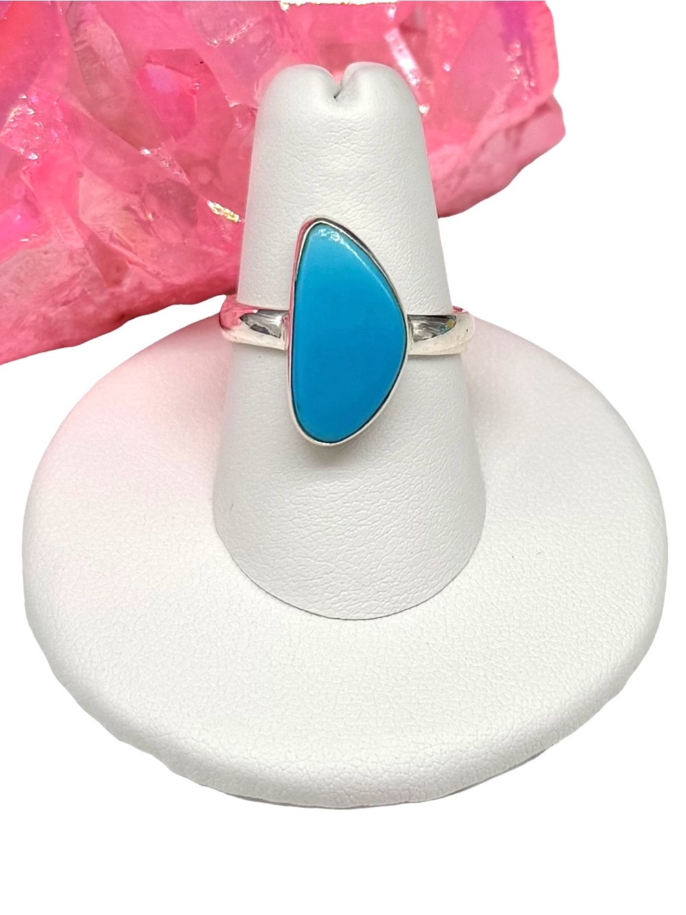 Aztec Mountain Turquoise Ring Size 7.5 Solid 925 Sterling Silver